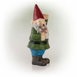 Coupon ⌛ Alpine Garden Gnomes Grady Garden Gnome With Mushroom Cast Resin Garden Statue 🥰 -Garden Statues Shop detail2ALP468