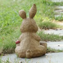 Flash Sale 🔔 Animal Statues Hi-Line Gift Ltd. Rabbit Sitting With Ladybug Figurine ⌛ -Garden Statues Shop detail2HILI1003