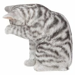 Cheapest ❤️ Animal Statues Hi-Line Gift Ltd. Grey Tabby Cat American Shorthair Washing 🔔 -Garden Statues Shop detail2HILI523