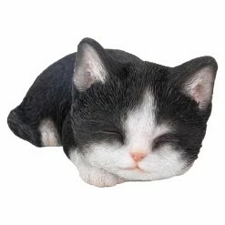Deals ⌛ Animal Statues Hi-Line Gift Ltd. Black And White Kitten Sleeping 😍 -Garden Statues Shop detail2HILI525