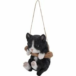 Best Pirce ❤️ Animal Statues Hi-Line Gift Ltd. Hanging Black And White Kitten Statue ❤️ -Garden Statues Shop detail2HILI541