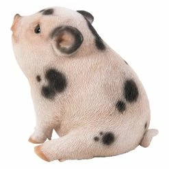 Top 10 ❤️ Animal Statues Hi-Line Gift Ltd. Chubby Pink Piglet With Black Spots Sitting Garden Statue 🎁 -Garden Statues Shop detail2HILI973