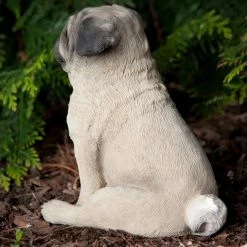 New 😉 Animal Statues Sandicast Original Size Fawn Pug Sculpture - Sitting ⌛ -Garden Statues Shop detail2SAND127