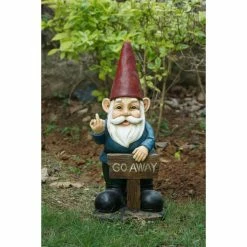 Buy ⭐ Garden Gnomes Hi-Line Gift Ltd. Gnome Holding Go Away Sign Garden Statue 🌟 -Garden Statues Shop detail3HILI190