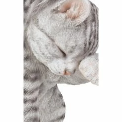 Cheapest ❤️ Animal Statues Hi-Line Gift Ltd. Grey Tabby Cat American Shorthair Washing 🔔 -Garden Statues Shop detail3HILI523