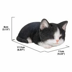 Deals ⌛ Animal Statues Hi-Line Gift Ltd. Black And White Kitten Sleeping 😍 -Garden Statues Shop detail3HILI525