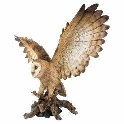 Promo 🌟 Animal Statues Hi-Line Gift Ltd. Barn Owl On Stump With Open Wings 🔥 -Garden Statues Shop detail3HILI580