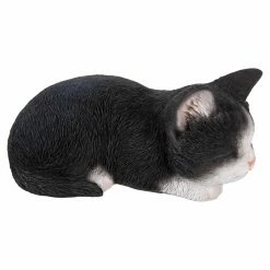 Deals ⌛ Animal Statues Hi-Line Gift Ltd. Black And White Kitten Sleeping 😍 -Garden Statues Shop detail4HILI525