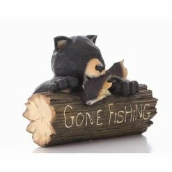 Budget ❤️ Animal Statues Hi-Line Gift Ltd. Bear With Go Fishing Sign Garden Statue ⌛ -Garden Statues Shop detail6HILI219