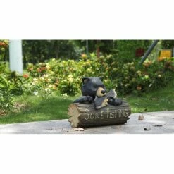 Budget ❤️ Animal Statues Hi-Line Gift Ltd. Bear With Go Fishing Sign Garden Statue ⌛ -Garden Statues Shop detail7HILI219