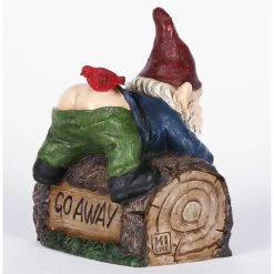 New ✨ Garden Gnomes Hi-Line Gift Ltd. Welcome Sign Gnome Crawling Over Tree Trunk ✔️ -Garden Statues Shop detail7HILI993
