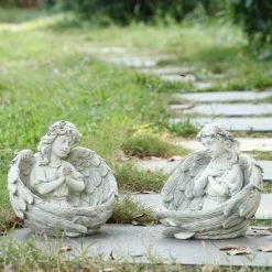 Best Sale ⭐ Angel & Cherub Statues Hi-Line Gift Ltd. Angels Praying Figurine - Set Of 2 ⌛ -Garden Statues Shop detailHILI1001