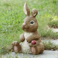 Flash Sale 🔔 Animal Statues Hi-Line Gift Ltd. Rabbit Sitting With Ladybug Figurine ⌛ -Garden Statues Shop detailHILI1003