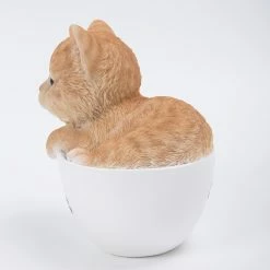 Brand new 😉 Animal Statues Hi-Line Gift Ltd. Teacup Kitten Orange Tabby Statue 😀 -Garden Statues Shop detailHILI550