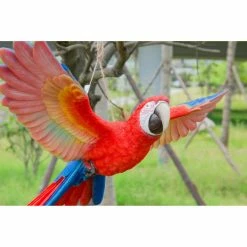 Coupon 🧨 Animal Statues Hi-Line Gift Ltd. Flying Scarlet Parrot Hanging Garden Statue 👍 -Garden Statues Shop detailHILI988