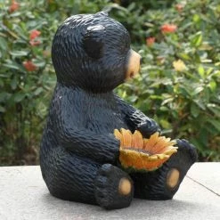 Flash Sale 🛒 Animal Statues Hi-Line Gift Ltd. Bear Cub Holding Sunflower Figurine 🥰 -Garden Statues Shop detailHILI999