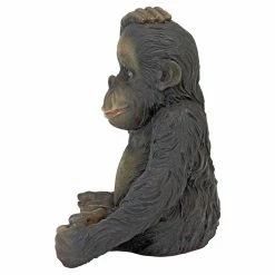 Promo 😍 Animal Statues Design Toscano Curly The Chimpanzee Of The Jungle Funny Monkey Statue ❤️ -Garden Statues Shop detailTOSC4234