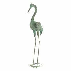 Brand new ✔️ Animal Statues DecMode Green Crane Sculptures - Set Of 2 💯 -Garden Statues Shop detailUMA12081