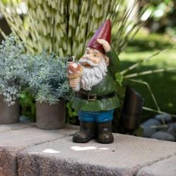 Coupon ⌛ Alpine Garden Gnomes Grady Garden Gnome With Mushroom Cast Resin Garden Statue 🥰 -Garden Statues Shop inuseALP468