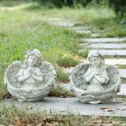 Best Sale ⭐ Angel & Cherub Statues Hi-Line Gift Ltd. Angels Praying Figurine - Set Of 2 ⌛ -Garden Statues Shop inuseHILI1001