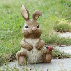 Flash Sale 🔔 Animal Statues Hi-Line Gift Ltd. Rabbit Sitting With Ladybug Figurine ⌛ -Garden Statues Shop inuseHILI1003