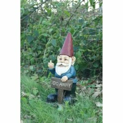 Buy ⭐ Garden Gnomes Hi-Line Gift Ltd. Gnome Holding Go Away Sign Garden Statue 🌟 -Garden Statues Shop inuseHILI190