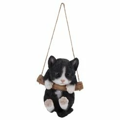 Best Pirce ❤️ Animal Statues Hi-Line Gift Ltd. Hanging Black And White Kitten Statue ❤️ -Garden Statues Shop inuseHILI541