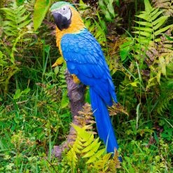 Coupon 👍 Animal Statues Hi-Line Gift Ltd. Blue And Yellow Parrot On Branch Garden Statue 🎉 -Garden Statues Shop inuseHILI987