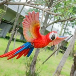 Coupon 🧨 Animal Statues Hi-Line Gift Ltd. Flying Scarlet Parrot Hanging Garden Statue 👍 -Garden Statues Shop inuseHILI988