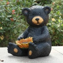 Flash Sale 🛒 Animal Statues Hi-Line Gift Ltd. Bear Cub Holding Sunflower Figurine 🥰 -Garden Statues Shop inuseHILI999