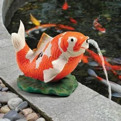 Budget 🎉 Animal Statues Design Toscano Kohaku Asian Koi Piped Spitter Statue 👍 -Garden Statues Shop inuseTOSC1418