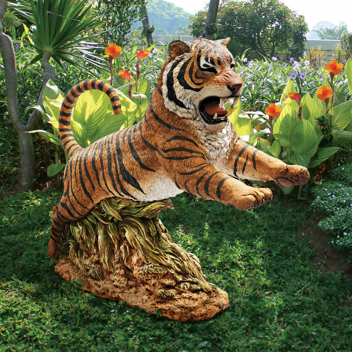 Budget π Animal Statues Design Toscano Jungle Cat Leaping Bengal Tiger Statue π 4 Budget π Animal Statues Design Toscano Jungle Cat Leaping Bengal Tiger Statue π - Image 2