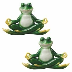 Promo 🔥 Animal Statues Design Toscano Strike A Pose Zen Yoga Frog Statue - Set Of 2 ✔️ -Garden Statues Shop inuseTOSC2668