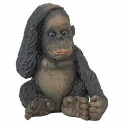 Promo 😍 Animal Statues Design Toscano Curly The Chimpanzee Of The Jungle Funny Monkey Statue ❤️ -Garden Statues Shop inuseTOSC4234