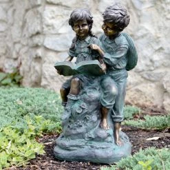 Best reviews of โค๏ธ Children Statues Alpine Girl And Boy Reading Together Garden Statue โ