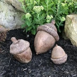 Wholesale ❤️ Other Garden Statues Athena Garden Decorative Cast Stone Acorns - Set Of 3 😍