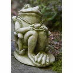Cheap 😍 Animal Statues Campania International Tea Time Frog Cast Stone Garden Statue 🔔