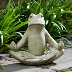 New ⌛ Animal Statues Campania International Totally Zen Too Frog Cast Stone Garden Statue ⭐