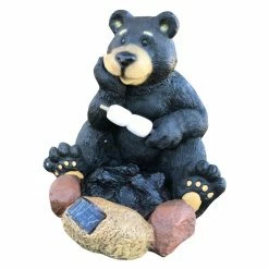 Discount 🔥 Animal Statues Design House Solar Bear Roasting Marshmallows Lawn Decor 🥰