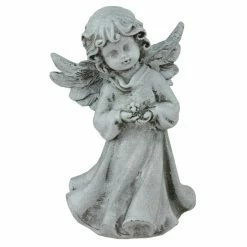 Cheap 😀 Angel & Cherub Statues Northlight Heavenly Gardens Cherub Angel Girl With Flower Outdoor Garden Statue 🌟