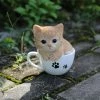 Brand new 😉 Animal Statues Hi-Line Gift Ltd. Teacup Kitten Orange Tabby Statue 😀 -Garden Statues Shop masterHILI550