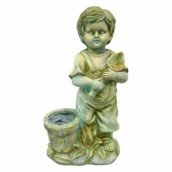 Discount 😀 Children Statues Jeco Boy With Flower Pot 🧨