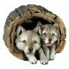 Top 10 🔥 Animal Statues Sandicast Forever Friends Gray Wolf Pups Sculpture - In A Log 🎁 -Garden Statues Shop masterSAND017