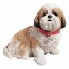Discount 👏 Animal Statues Sandicast Life Size Gold/White Shih Tzu Sculpture - Sitting 😉 -Garden Statues Shop masterSAND021