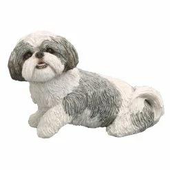 Buy 😀 Animal Statues Sandicast Mid Size Silver/White Shih Tzu Sculpture 👏