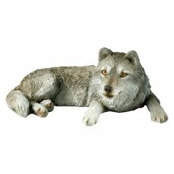 Promo 😍 Animal Statues Sandicast Mid Size Gray Wolf Sculpture - Laying 🥰