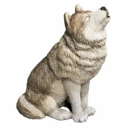 Cheap 🔔 Animal Statues Sandicast Mid Size Gray Wolf Sculpture - Howling 👏