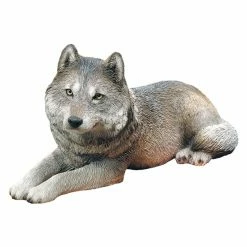 Cheapest 🔥 Animal Statues Sandicast Original Size Gray Wolf Sculpture - Laying 🔥