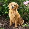 Discount 👍 Animal Statues Sandicast Original Size Golden Retriever Sculpture - Sitting 🌟