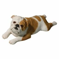 Promo 😀 Animal Statues Sandicast Original Size Fawn Bulldog Sculpture - Laying 😍